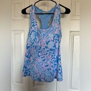 Lilly Pulitzer Blue and Pink Floral Tank Top